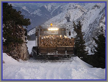 Der frühere Hüttenwirt Fred beim Holz holen