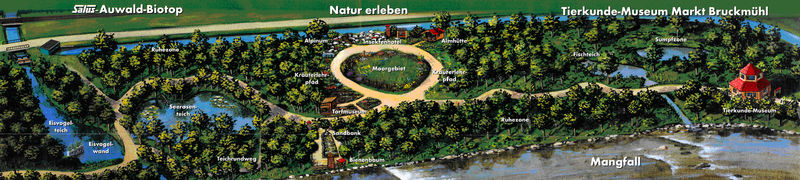 Übersichtskarte zum Auwaldbiotop in Bruckmühl.