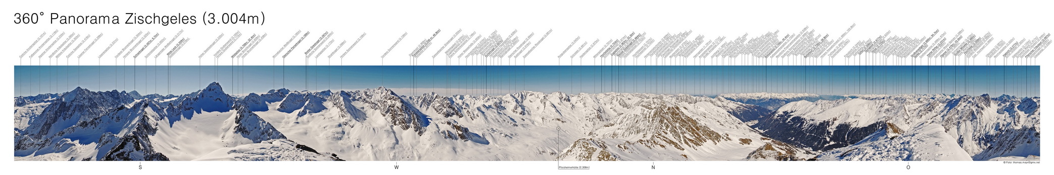 Winterpanorama 360° vom Zischgeles.