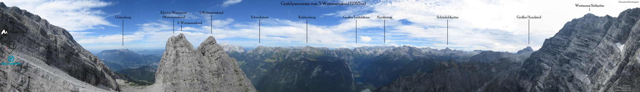 Gipfelpanorama vom 3. Watzmannkind