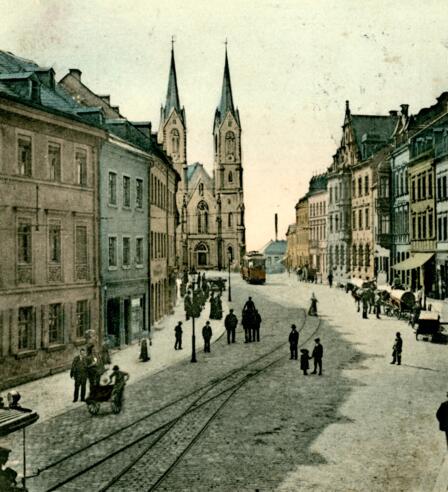 Die Altstadt 1905 auf einer kolorierten Ansichtskarte
