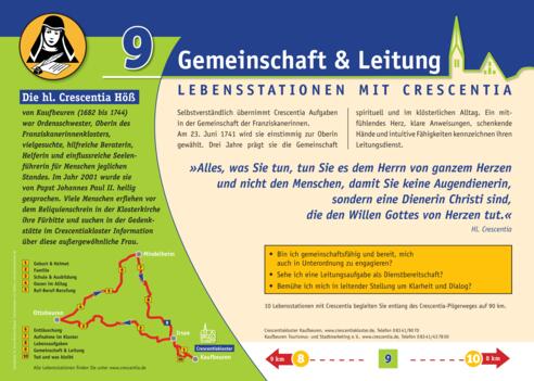 Crescentia-Pilgerweg - Lebensstation mit Crescentia - Tafel 9 von 10 - &quot;Gemeinschaft &amp; Leitung&quot;