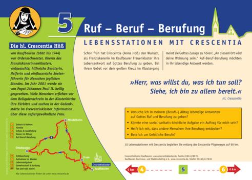 Crescentia-Pilgerweg - Lebensstation mit Crescentia - Tafel 5 von 10 - &quot;Ruf - Beruf - Berufung&quot;