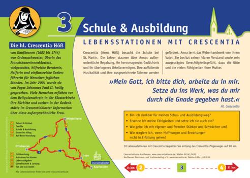 Crescentia-Pilgerweg - Lebensstation mit Crescentia - Tafel 3 von 10 - &quot;Schule &amp; Ausbildung&quot;