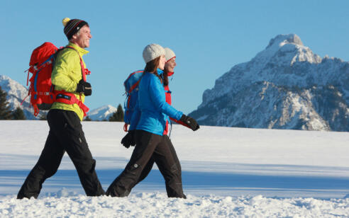 Winterwandern mit Blick auf den Säuling