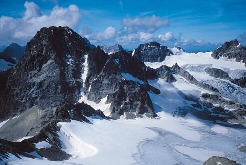 Ochsentaler Gletscher mit Blick auf Piz Buin