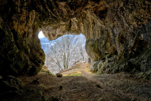 Blick aus der Höhle Grafenloch.