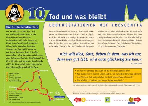 Crescentia-Pilgerweg - Lebensstation mit Crescentia - Tafel 10 von 10 - &quot;Tod &amp; was bleibt&quot;