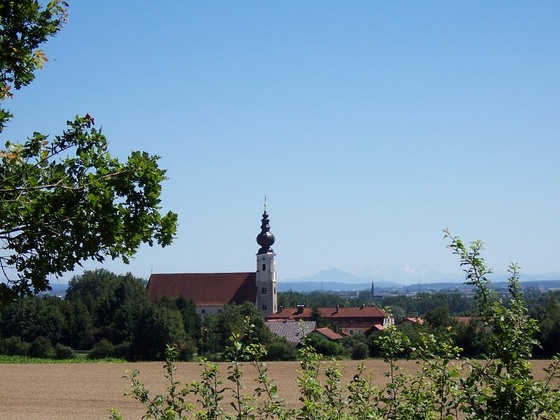 Blick auf die Erlacher Kirche