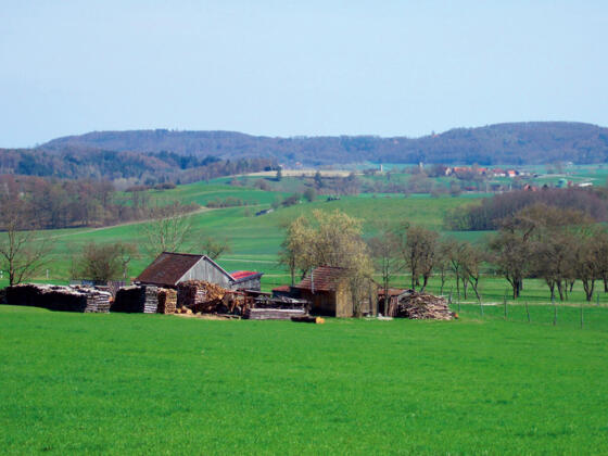 Blick über die Hohenloher Ebene zur Frankenhöhe