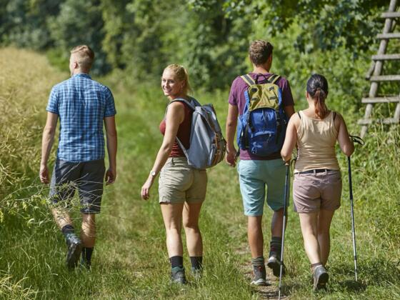 Wanderer auf dem Panoramaweg im Lieblichen Taubertal