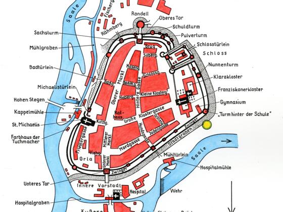 Die Hofer Stadtbefestigung um 1553. 