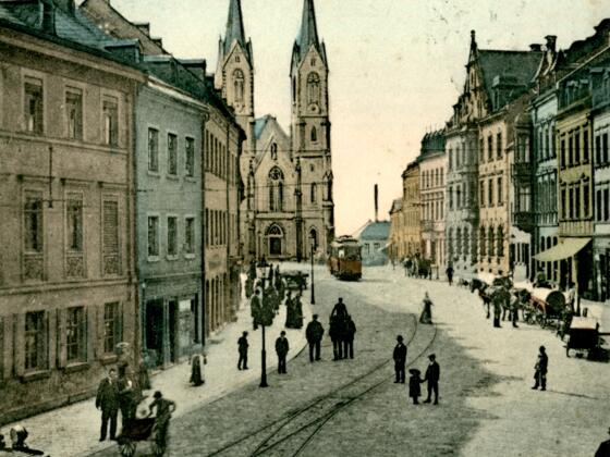 Die Altstadt 1905 auf einer kolorierten Ansichtskarte