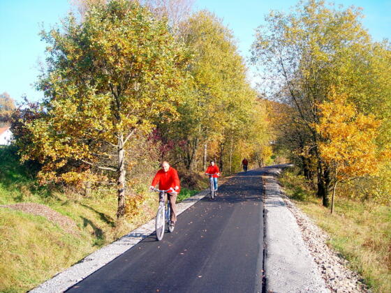 Radler entlang des Donau-Ilz-Radweges