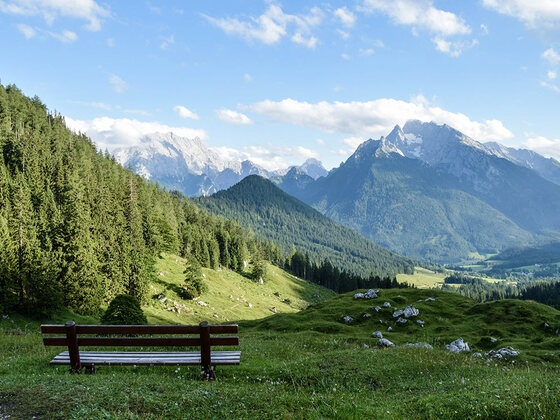 Aussicht von der Mordaualm auf Watzmann und Hochkalter