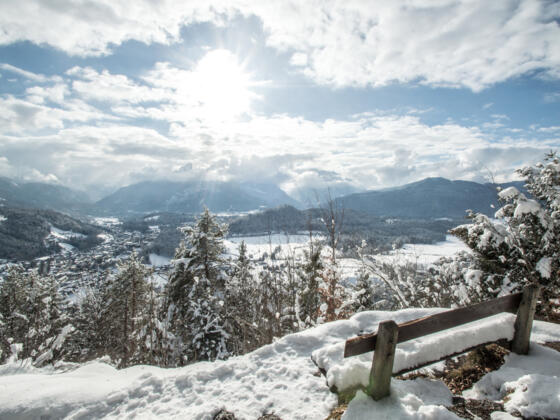 Aussicht von der winterlichen Marxenhöhe zum Watzmann
