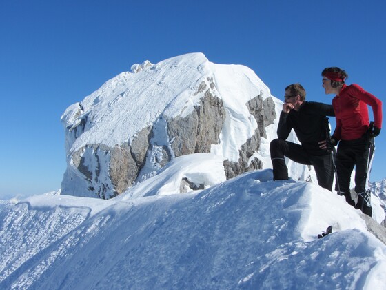 Die letzten Meter zum höchsten Punkt im Winter kaum gefahrlos möglich