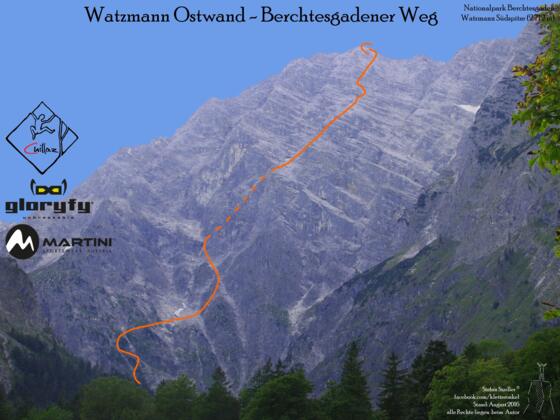 Watzmann Ostwand - Berchtesgadener Weg - Route in Foto