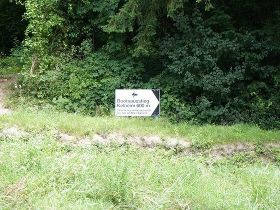 Hinweis Bootsausstieg Kelheim-Fischerdörfl