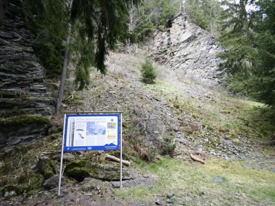 Die Infotafel im Oertelsbruch