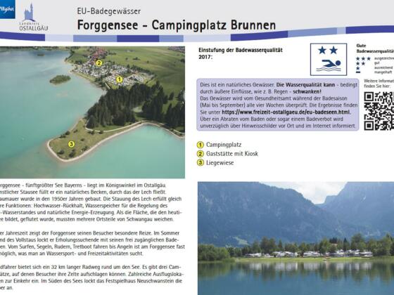 Infotafel Forggensee am Campingplatz Brunnen