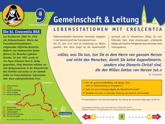 Crescentia-Pilgerweg - Lebensstation mit Crescentia - Tafel 9 von 10 - &quot;Gemeinschaft &amp; Leitung&quot;