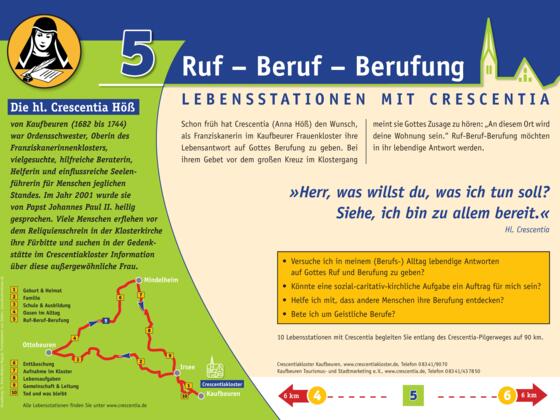Crescentia-Pilgerweg - Lebensstation mit Crescentia - Tafel 5 von 10 - &quot;Ruf - Beruf - Berufung&quot;