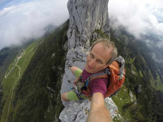 Gipfelselfi Stefan Stadler auf dem Gmelchturm
