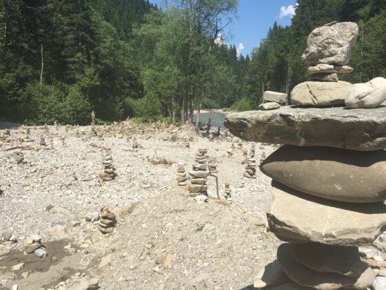 Steinmännchenwald auf der Kiesbank