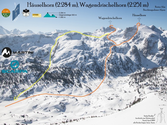 Wagendrischlhorn und Häuslhorn Topo Skitour Übersichtsbild