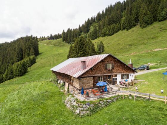 Die Alpe Hinteregg liegt nur wenige Gehminuten von der Bergstation der Hörnerbahn entfernt