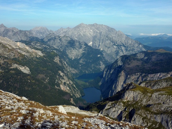 Watzmann Ostwand mit Königssee und Obersee