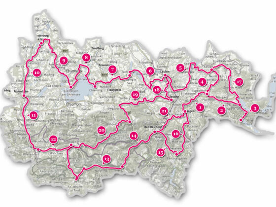 Mozart-Radweg Etappenübersicht
