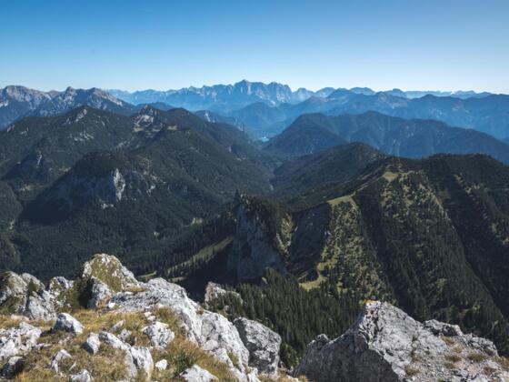 Ausblick vom Säuling Richtung Ammergauer Alpen und Plansee