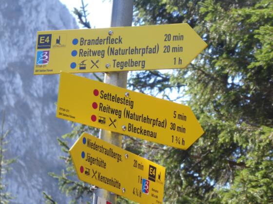 Wegweiser an der Kreuzung