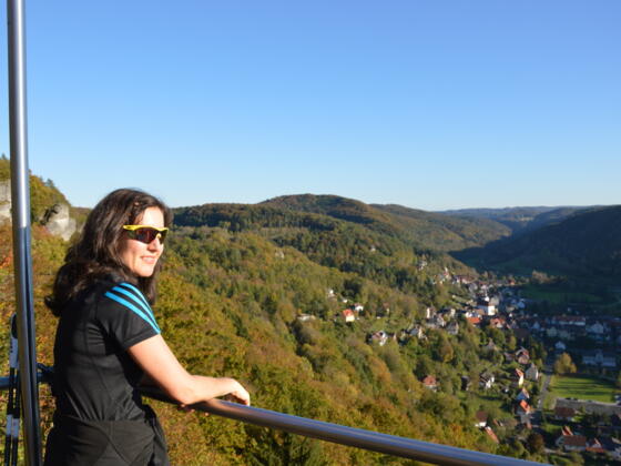 auf dem Höhenweg, Blick vom Brünhildenstein auf Muggendorf