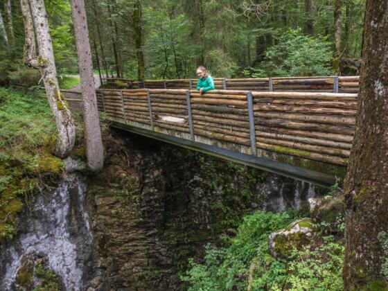 Brücke über die Subersach beim Wasserfall
