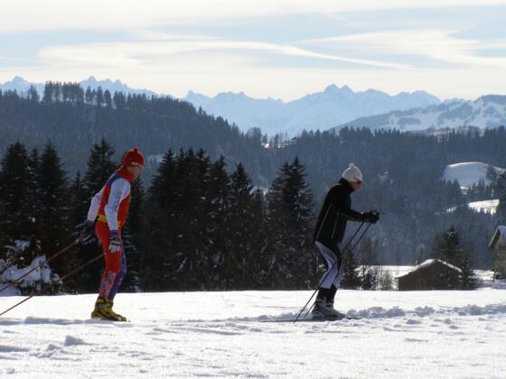 Langlauf vor der Bergkulisse in der Golfplatzrunde (2)
