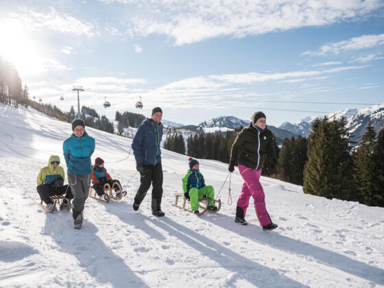 Rodeln zwischen Bergstation und Mittelstation der Ossi-Reichert-Bahn in Ofterschwang