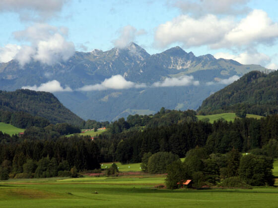 Blick nach Westen zum Wendelstein von Mitterhof aus
