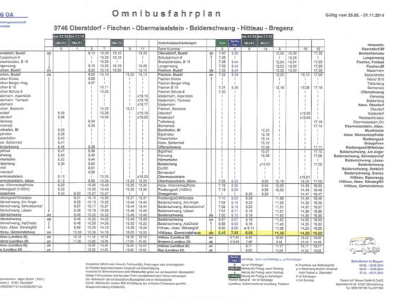 Busfahrplan Linie 98