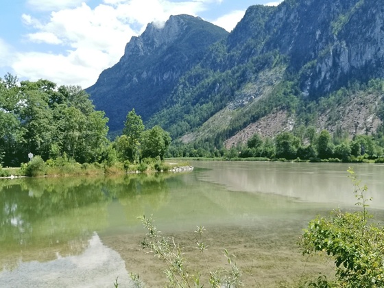 Kieferbach mündet in den Inn - Station 1 Kieferer Energiewanderweg