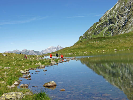 Der Herzsee liegt am Fuße des Hochjochs und dient der Wormser Hütte als Wasserspeicher.