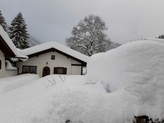 Ferienhaus Heidtmann im Januar 2019 mit 1,20 m Schnee