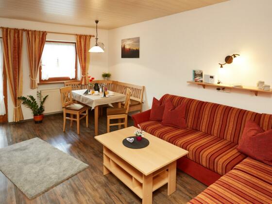 geräumiger Wohnraum in der Fewo Rubihorn