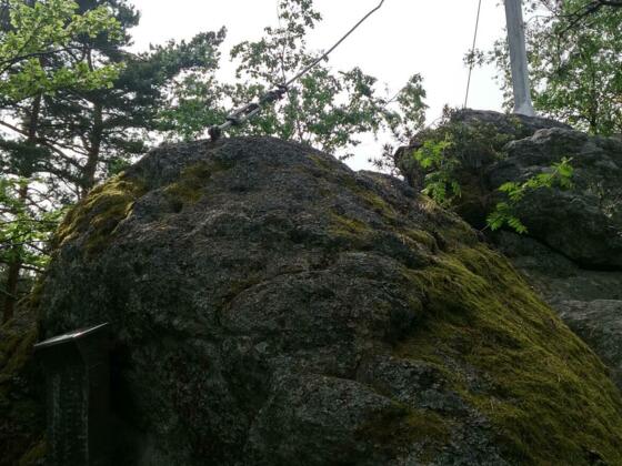 Hirtstein mit Kreuz und Gipfelbuch