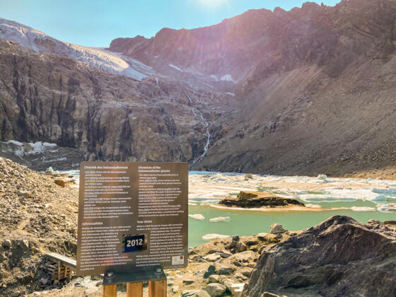 Infotafel „Chronologie des Sulzenauferners“