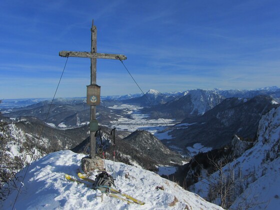 Gipfelkreuz der Haaralmschneid, Blick Richtuntg Osten / Ruhpolding