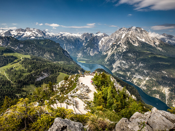 Der Königsblick vom Gipfel des Jenners zum Königssee
