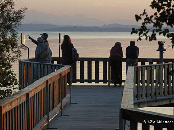 Besucher genießen den Ausblick auf der Plattform.